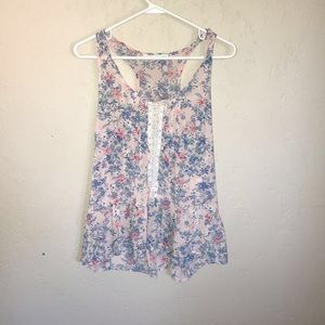 pink floral tank top